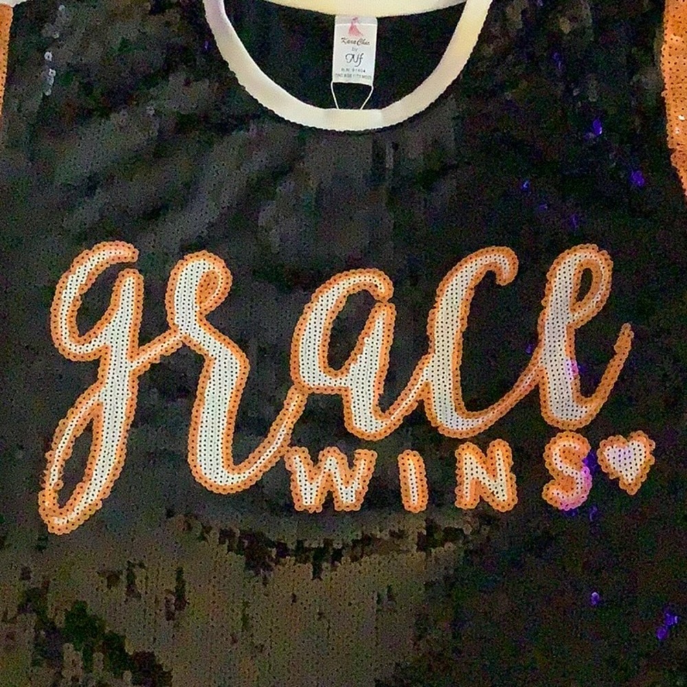 NWT Kara Chic Sequined Bling Jersey “GRACE WINS” 1 size fits most (L-XXL)